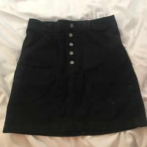 Black denim skirt